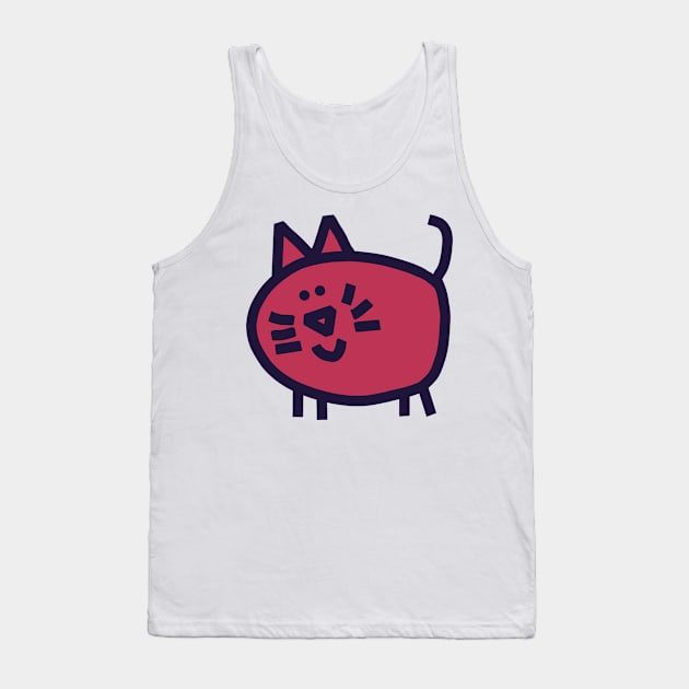 Viva Magenta Color of the Year 2023 Round Cat Tank Top by ellenhenryart